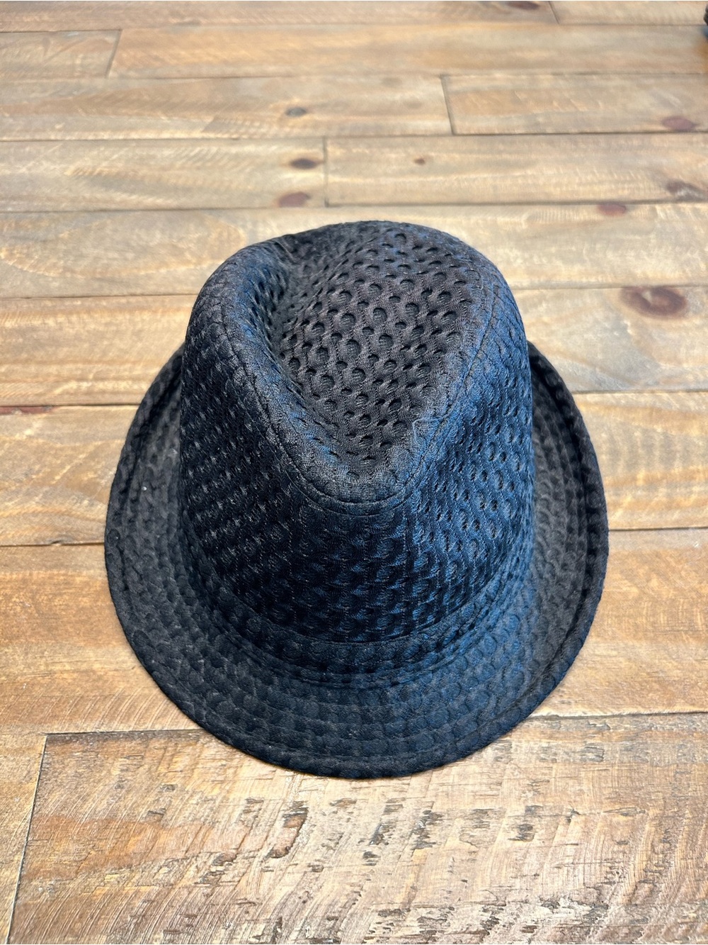 Kids Black Woven Fedora Hat - Classic Style Polyester Material Size S/M